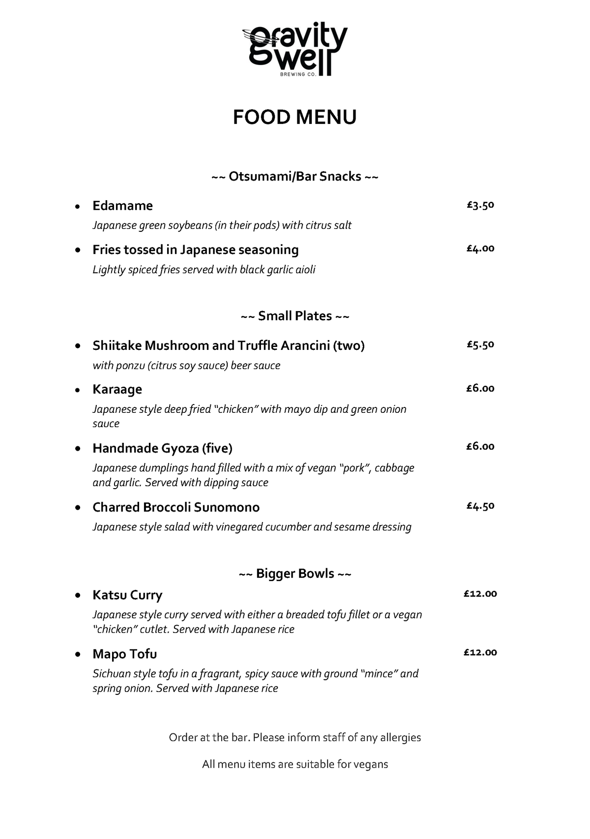 Food General Menu Food menu